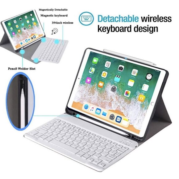 iPad Wireless Keyboard Case 10.2" 7th/8th GEN Detatchable Magnetic Rose Gold - Picture 2 of 13